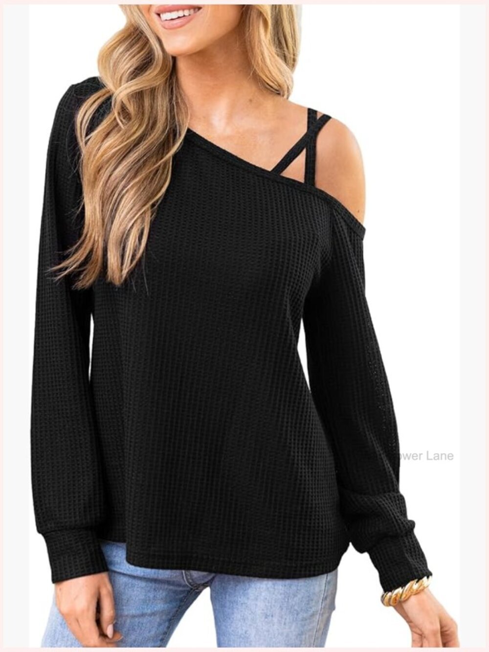 Off Shoulder Long Sleeve Asymmetrical Blouse Dressy Casual Top